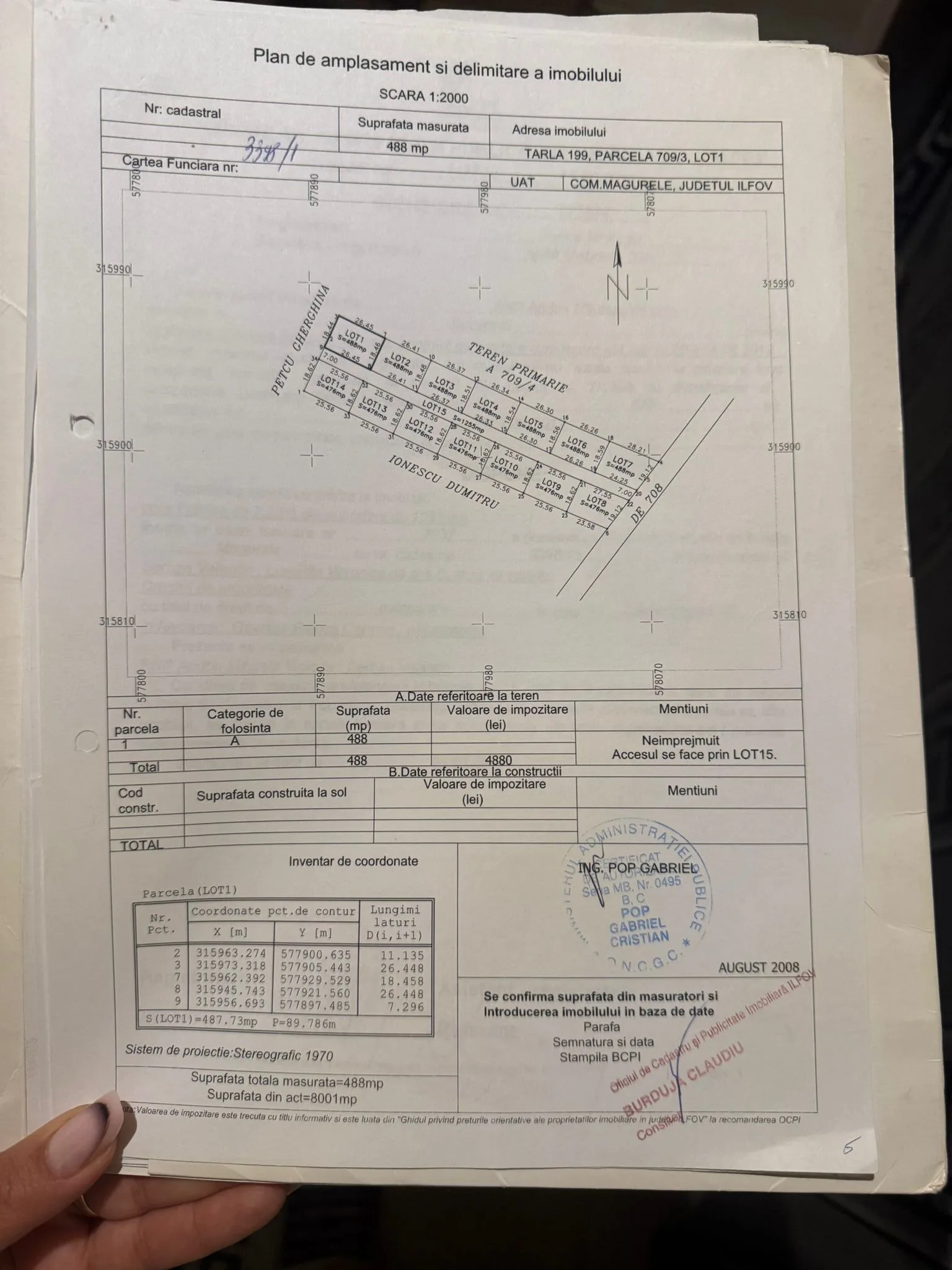 Vând Teren Intravilan Construibil 488 mp – Măgurele, Ilfov